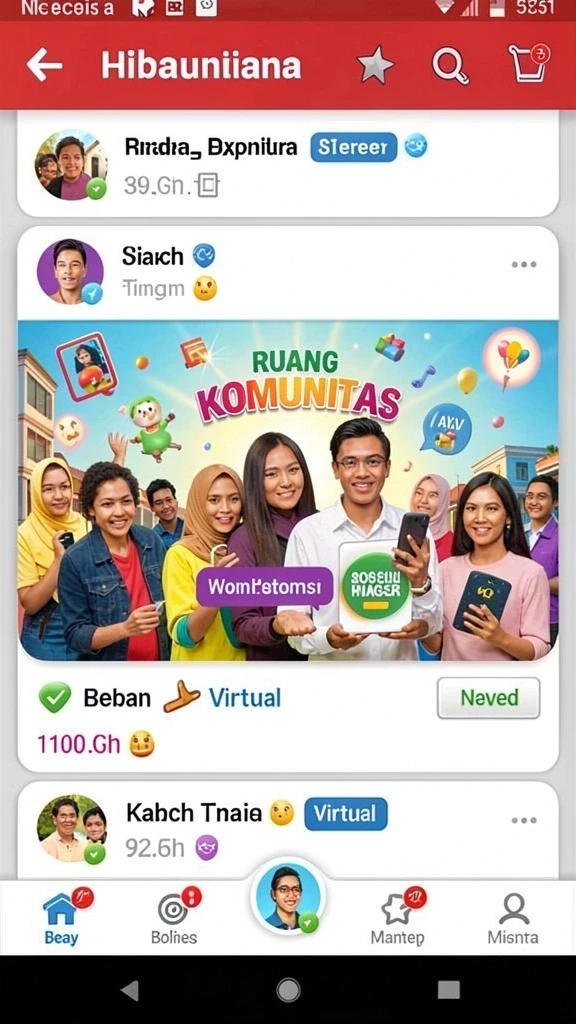Fitur komunitas memungkinkan interaksi antar pemain.