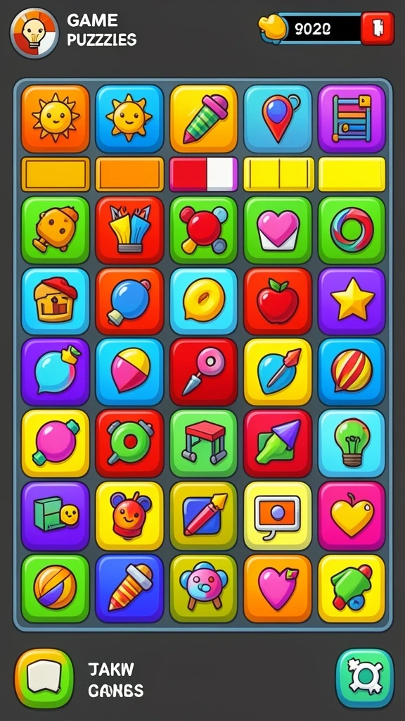 Screenshot menampilkan menu interaktif dengan berbagai pilihan permainan.